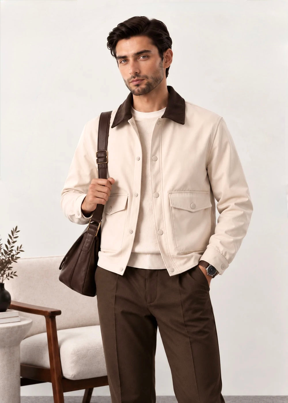 Brown Corduroy Collar Field Jacket