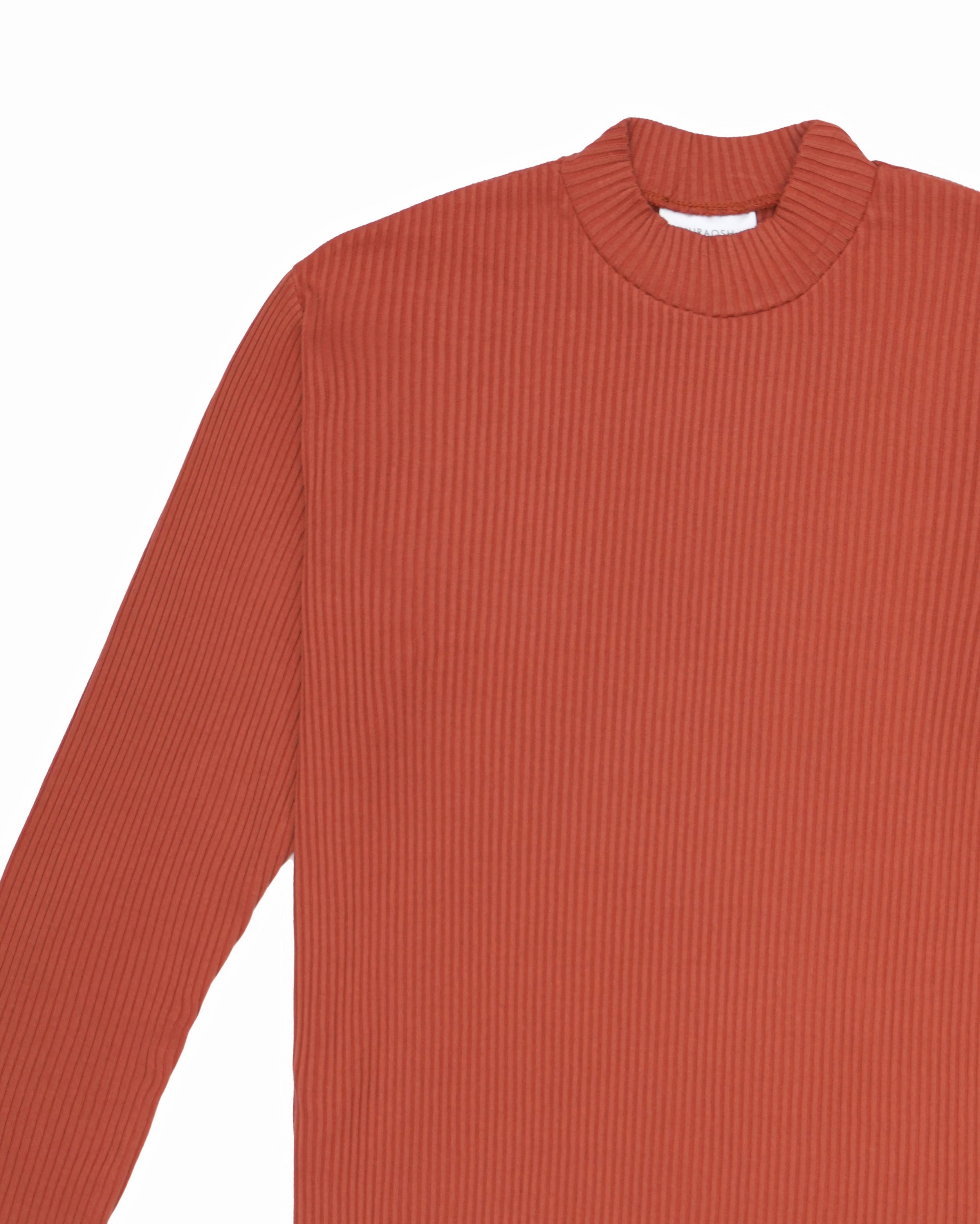 Orange Rust Drop Needle Mock Neck - Men