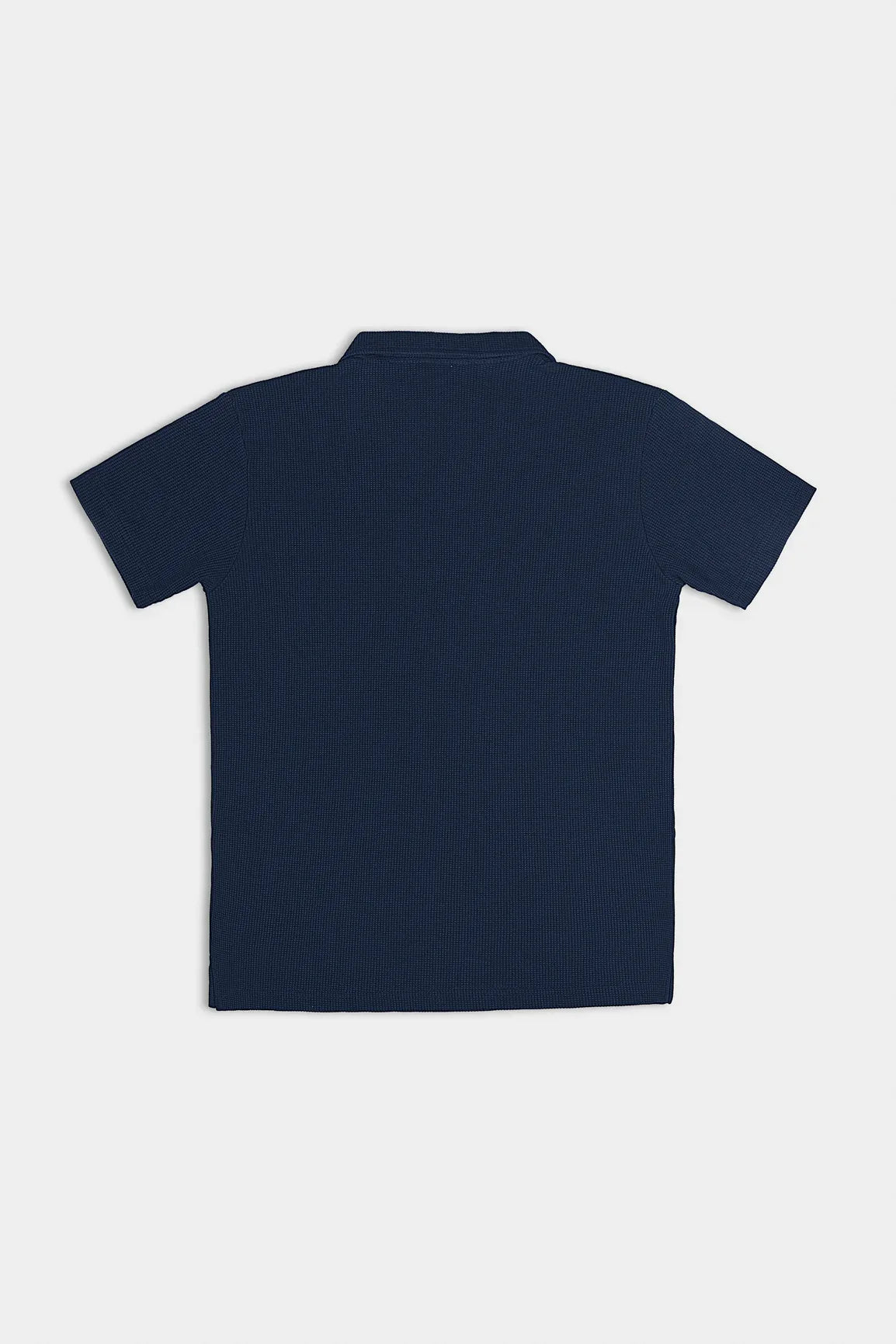 Navy Blue Waffle Revere Polo - Men - Muraqsh -- Men Western