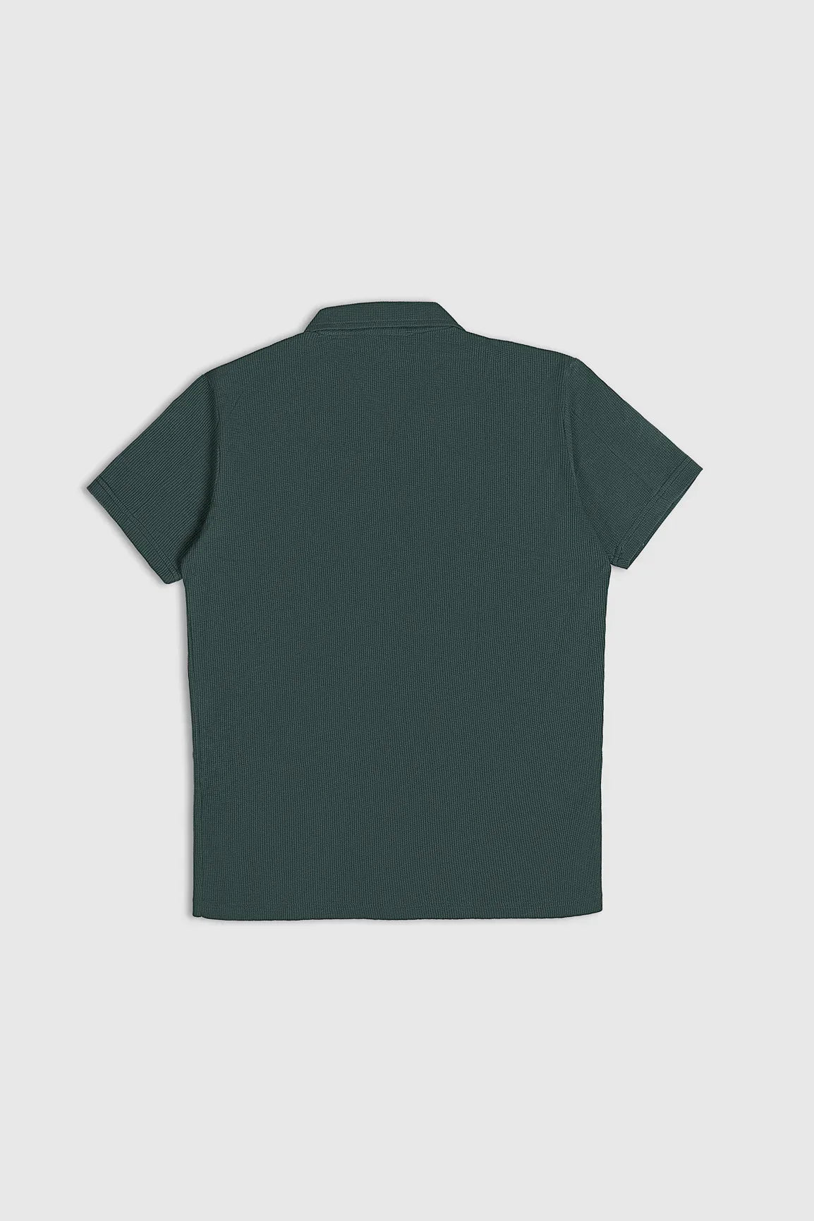 Dark Green Waffle Textured Revere Button Down - Muraqsh -- Men Western