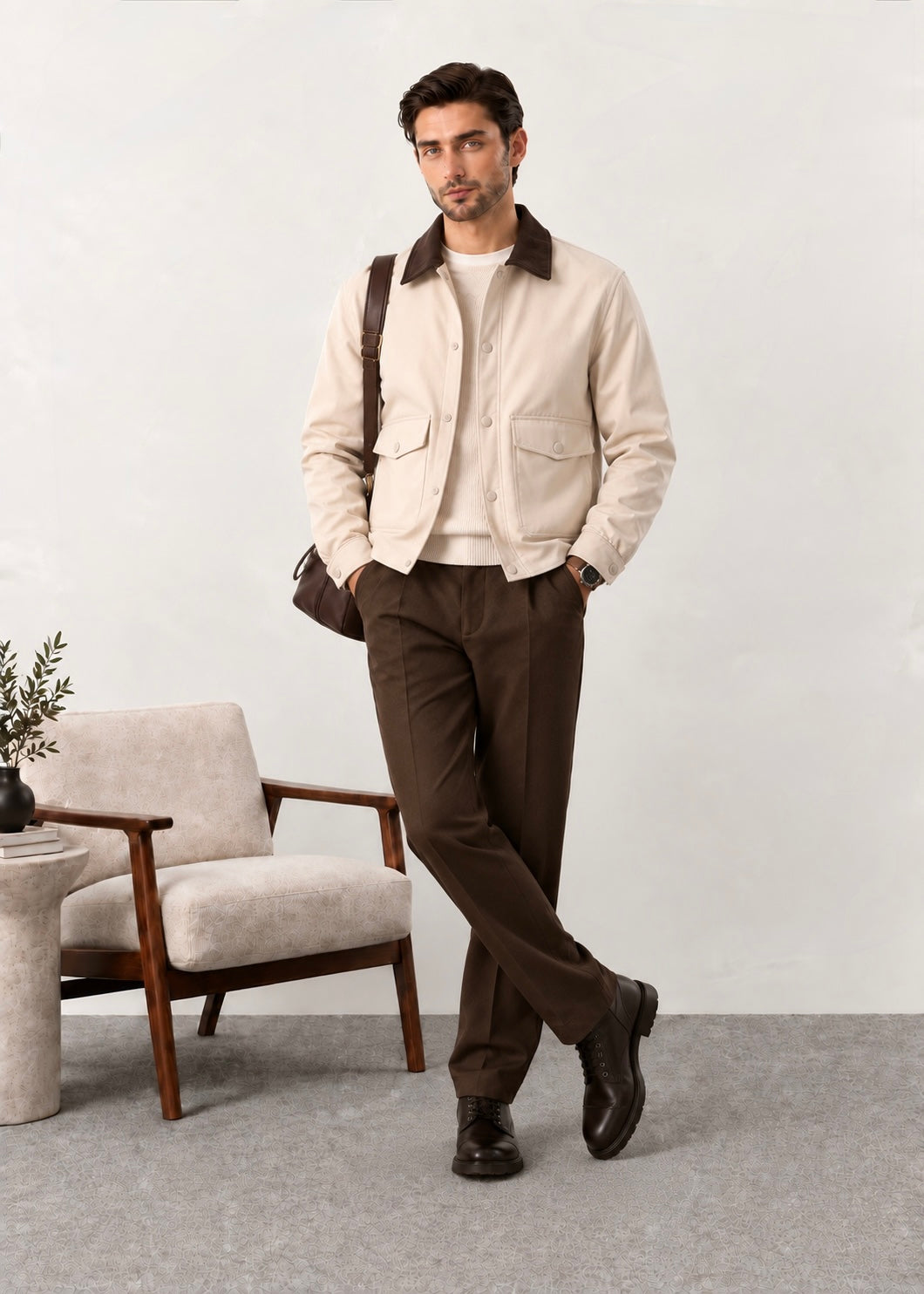 Brown Corduroy Collar Field Jacket