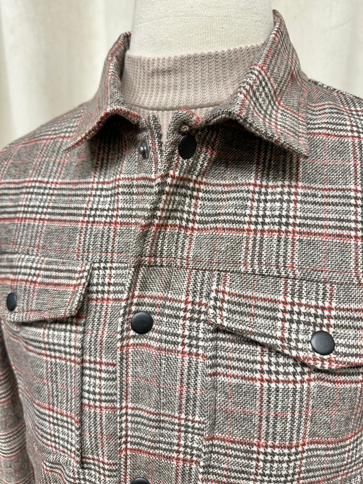 Beige Textured Check Wool Coat - Men