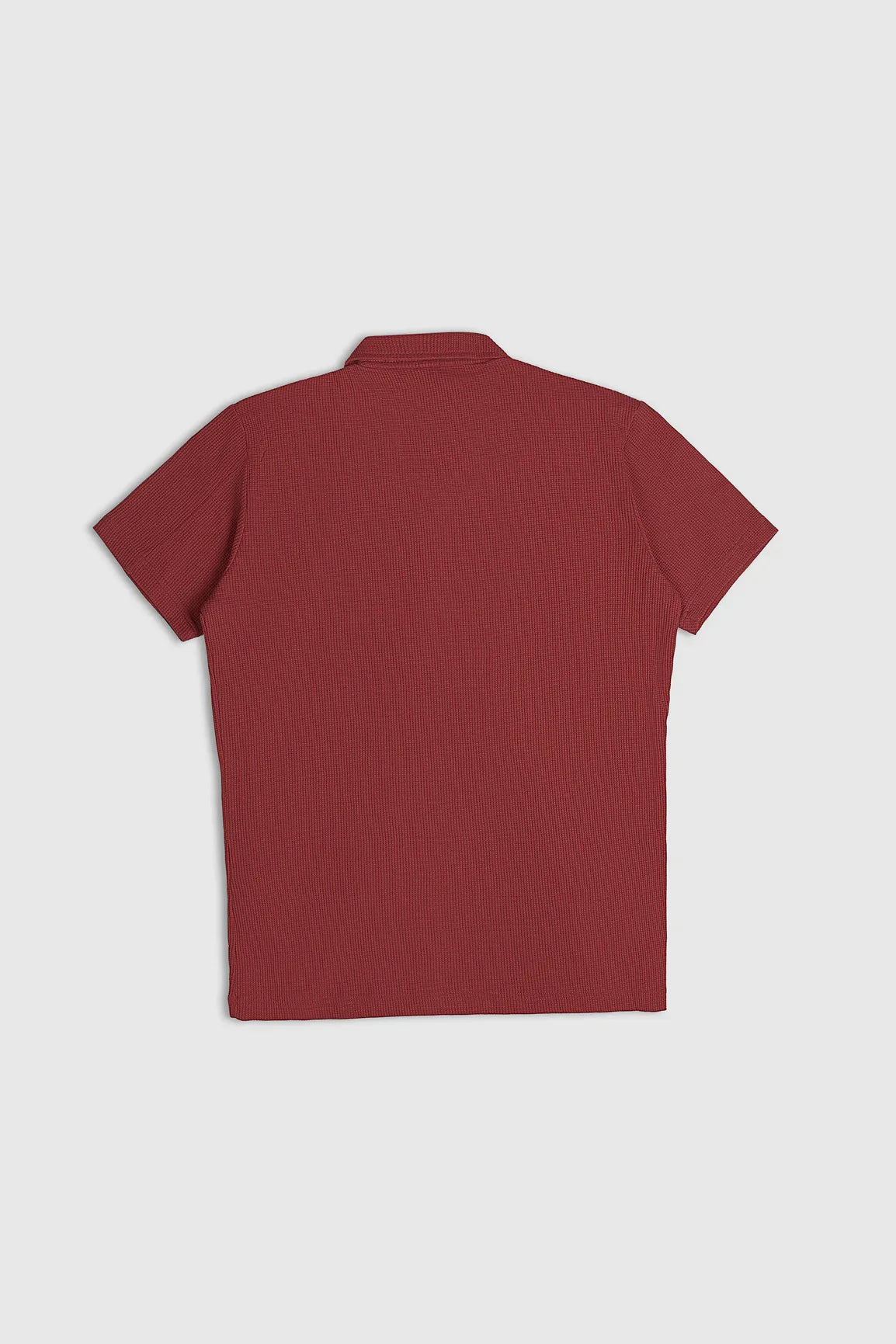 Rust Waffle Textured Revere Button Down - Muraqsh -- Men Western