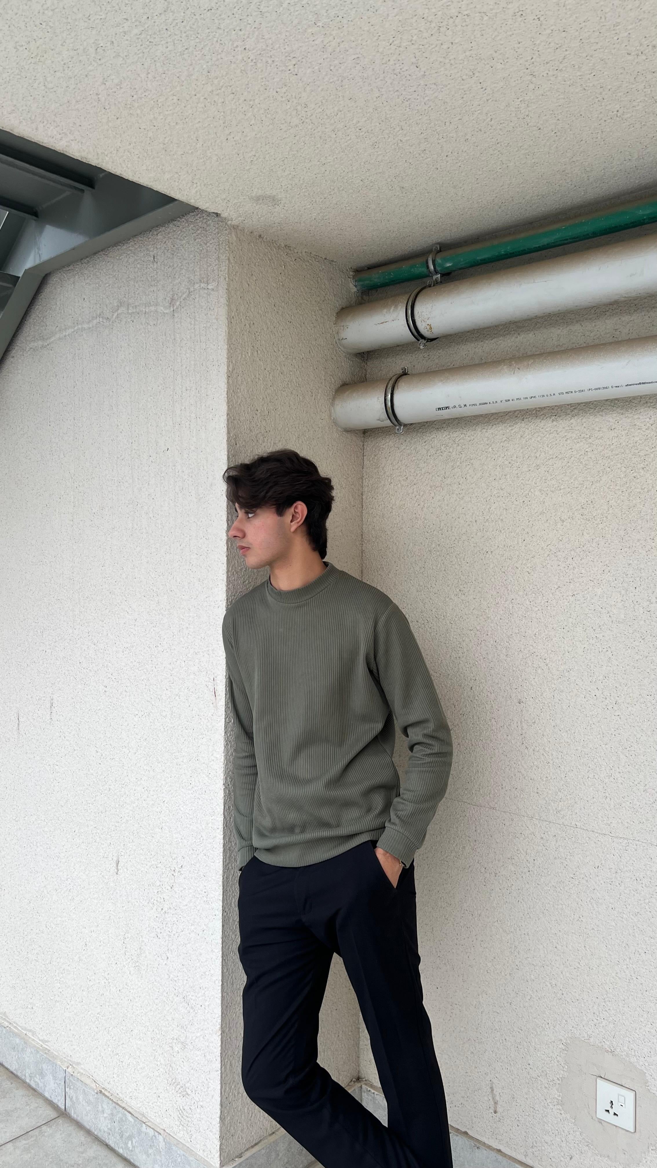 Olive Drop Needle Mock Neck - Men