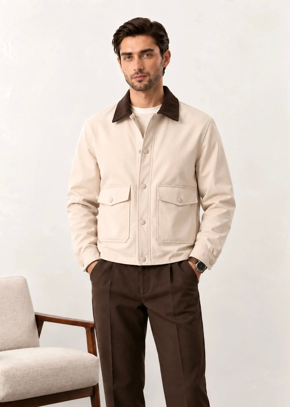 Brown Corduroy Collar Field Jacket