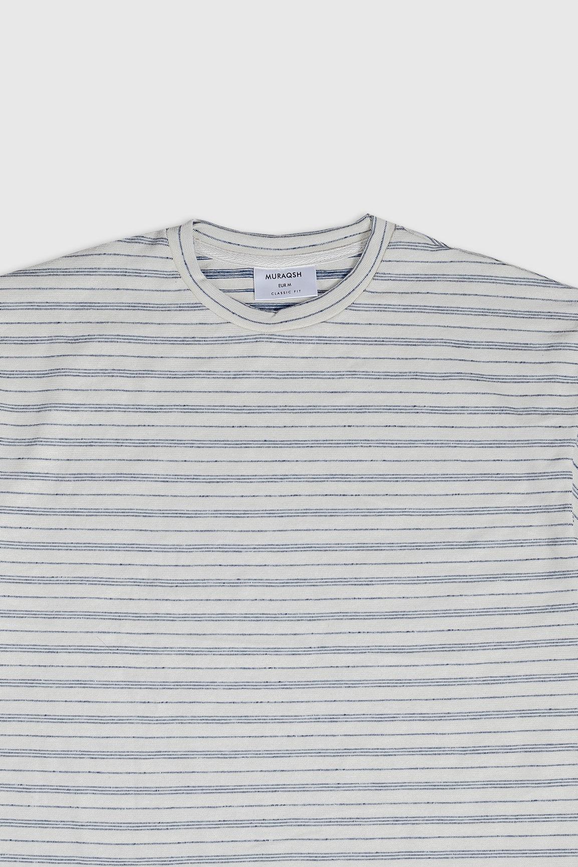 Beige White Striper Oversized Tee - Men - Muraqsh -- Men Western