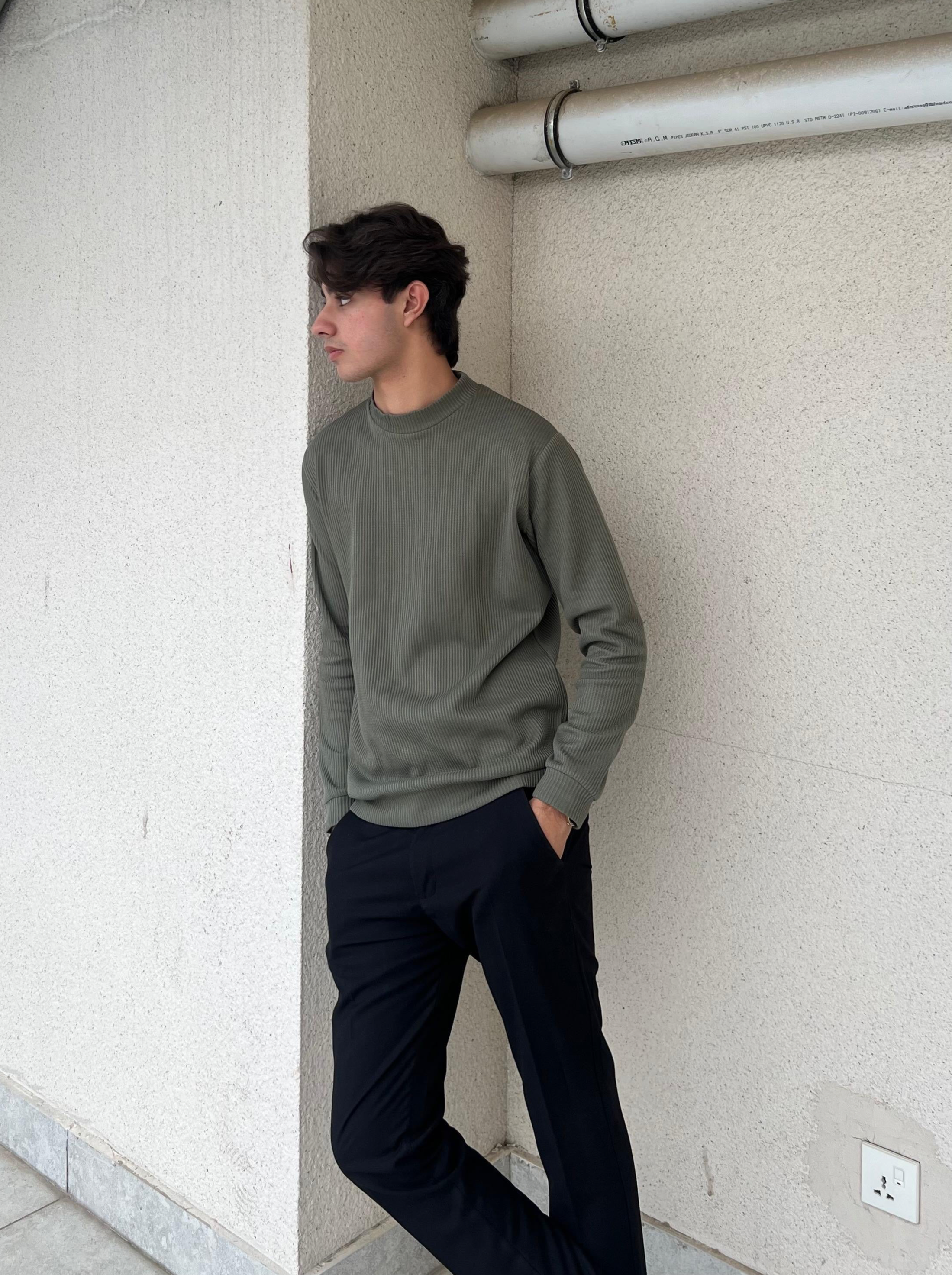 Olive Drop Needle Mock Neck - Men