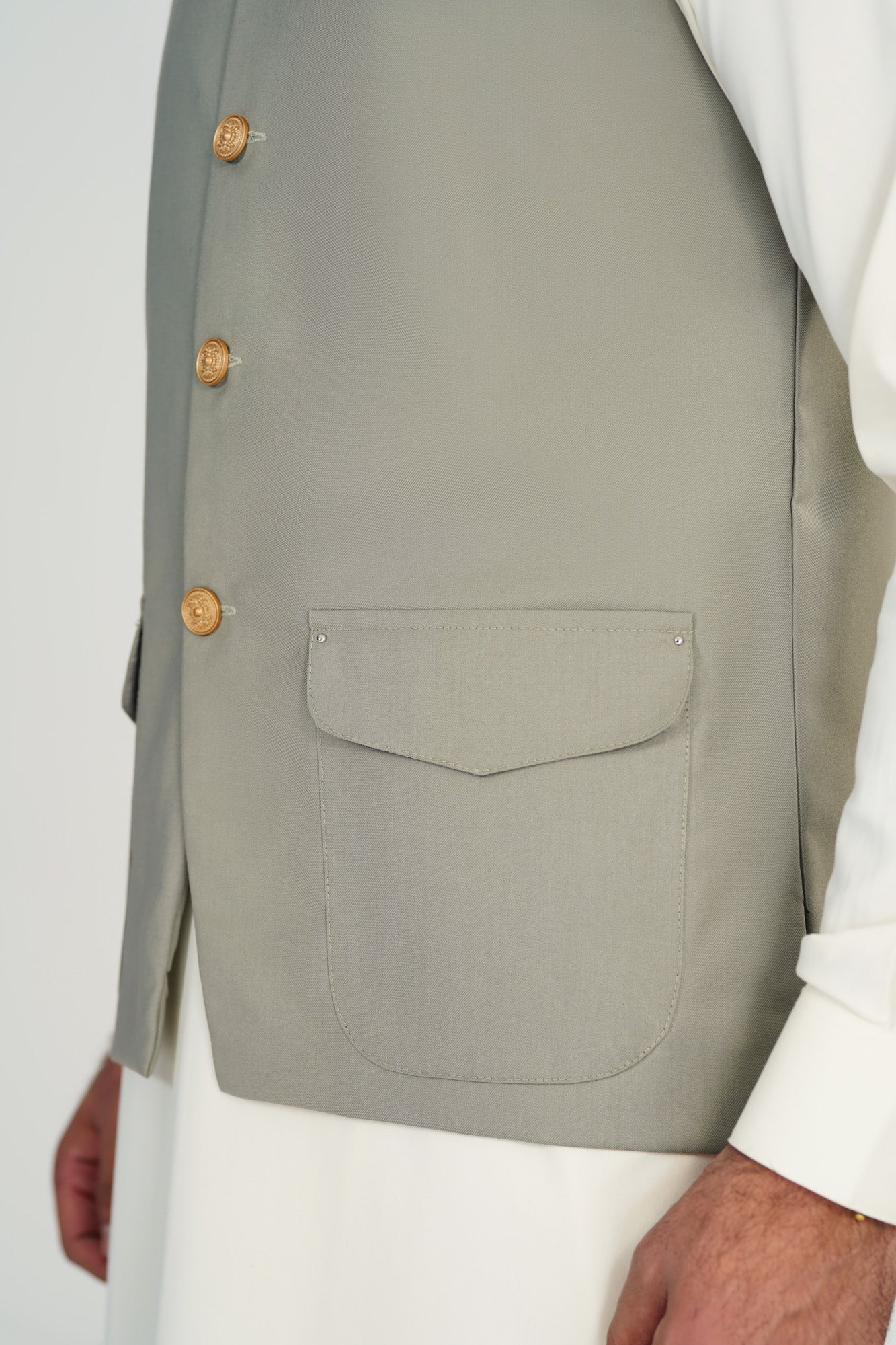 Sand Grey Suiting Waistcoat - A-Line Cut - Men - Men