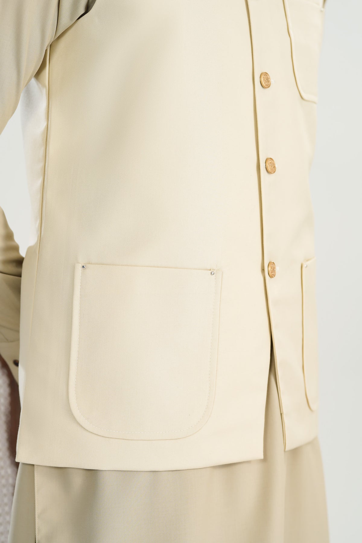 Creamy White Suiting Waistcoat - A-Line Cut - Men - Men