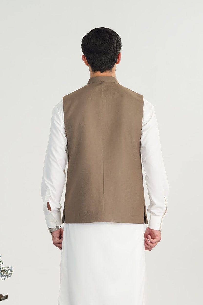 Sand Beige Suiting Waistcoat - Straight Cut - Men - Men