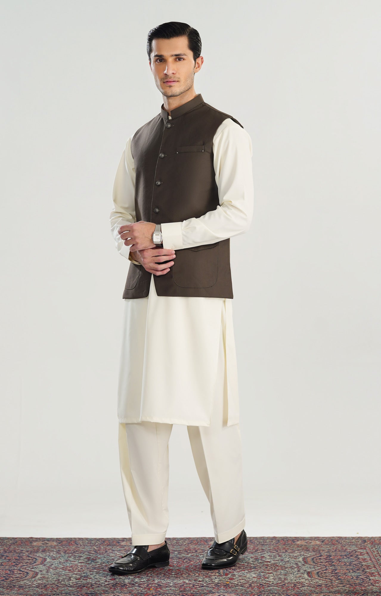 Taupe Suiting Waistcoat - A-Line Cut - Men - Men