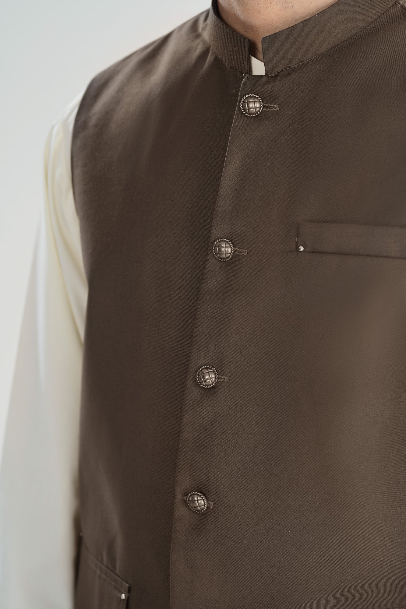 Taupe Suiting Waistcoat - A-Line Cut - Men - Men