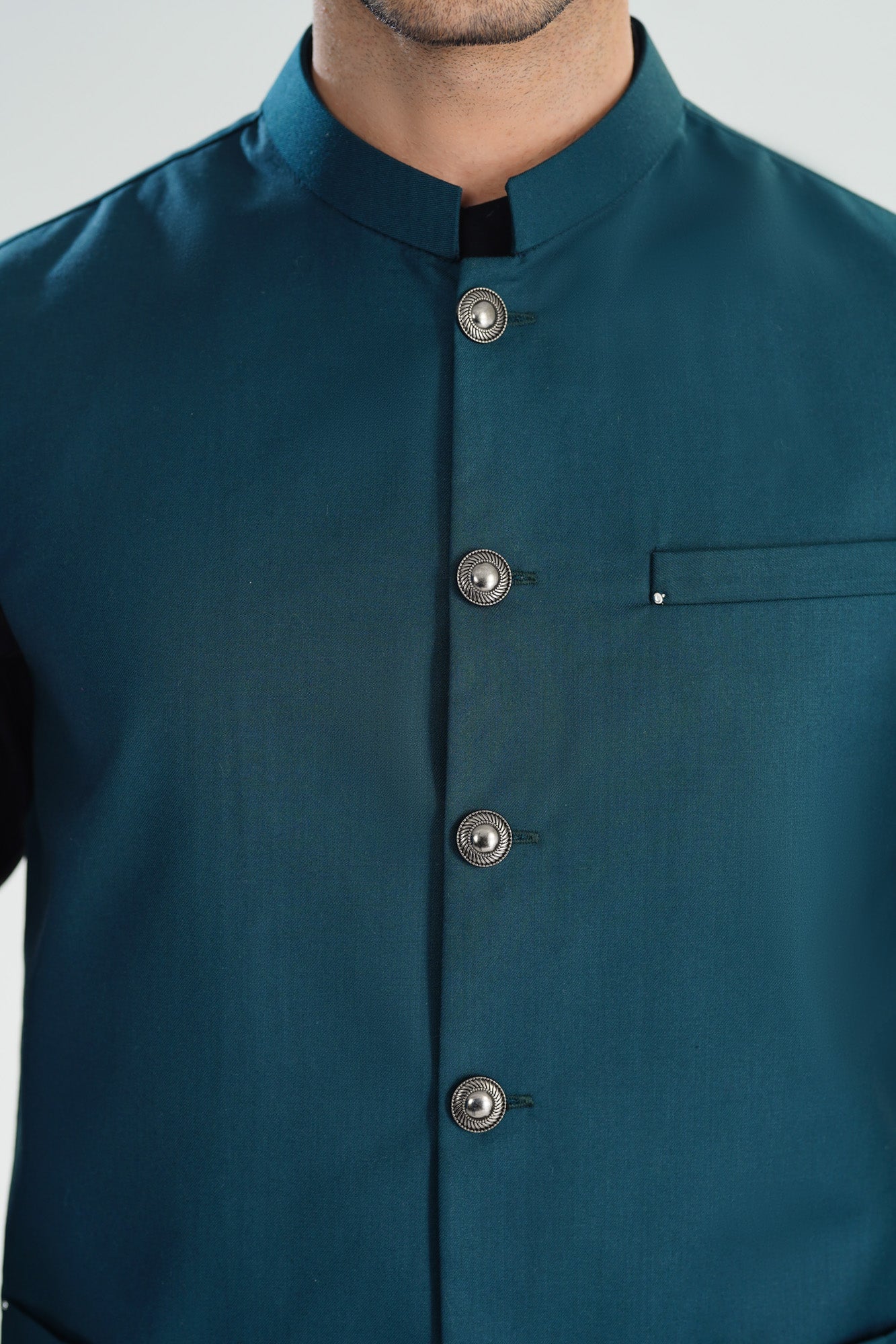 Teal Blue Suiting Waistcoat - Straight Cut - Men - Men