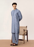 Virsa - Ice Blue Embroidered Kurta Trouser