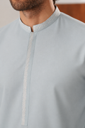 Formal Sky Blue Kurta Shalwar - Collar Neck Embroidered - Men