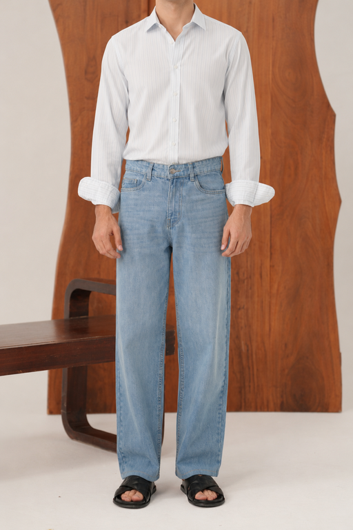 Light Blue Straight Fit Denim