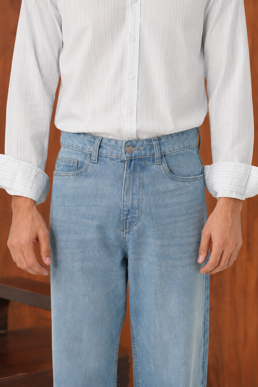 Light Blue Straight Fit Denim