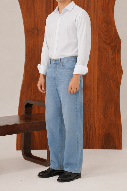 Light Blue Straight Fit Denim