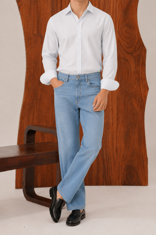 Light Blue Straight Fit Denim