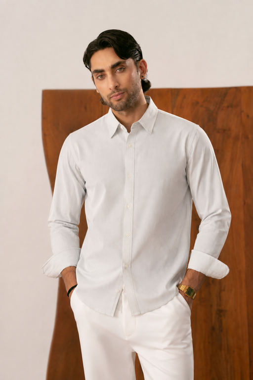 Aero Blue Pinstripe Casual Shirt - Men