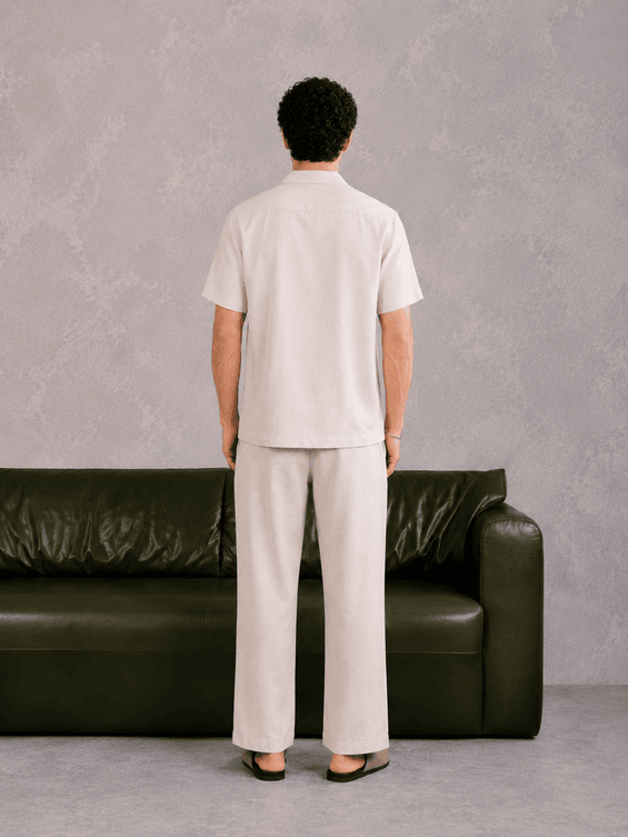 Beige Cotton Blended Coord Set - 2PC - Men