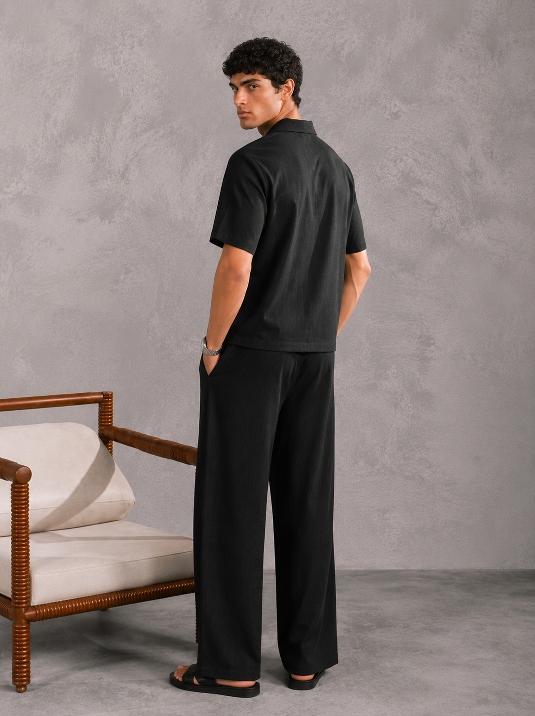 Raven Linen Blended Co-ord Set - Men