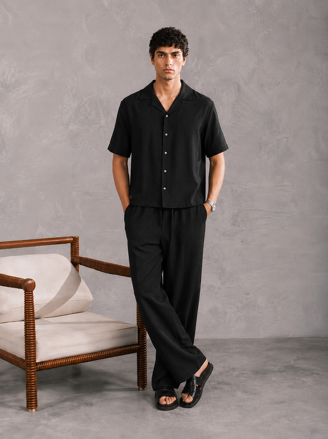 Raven Linen Blended Co-ord Set - Men