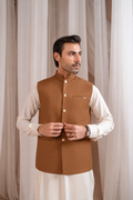 Camel Suiting Waistcoat - Straight Cut Buttoned - Men