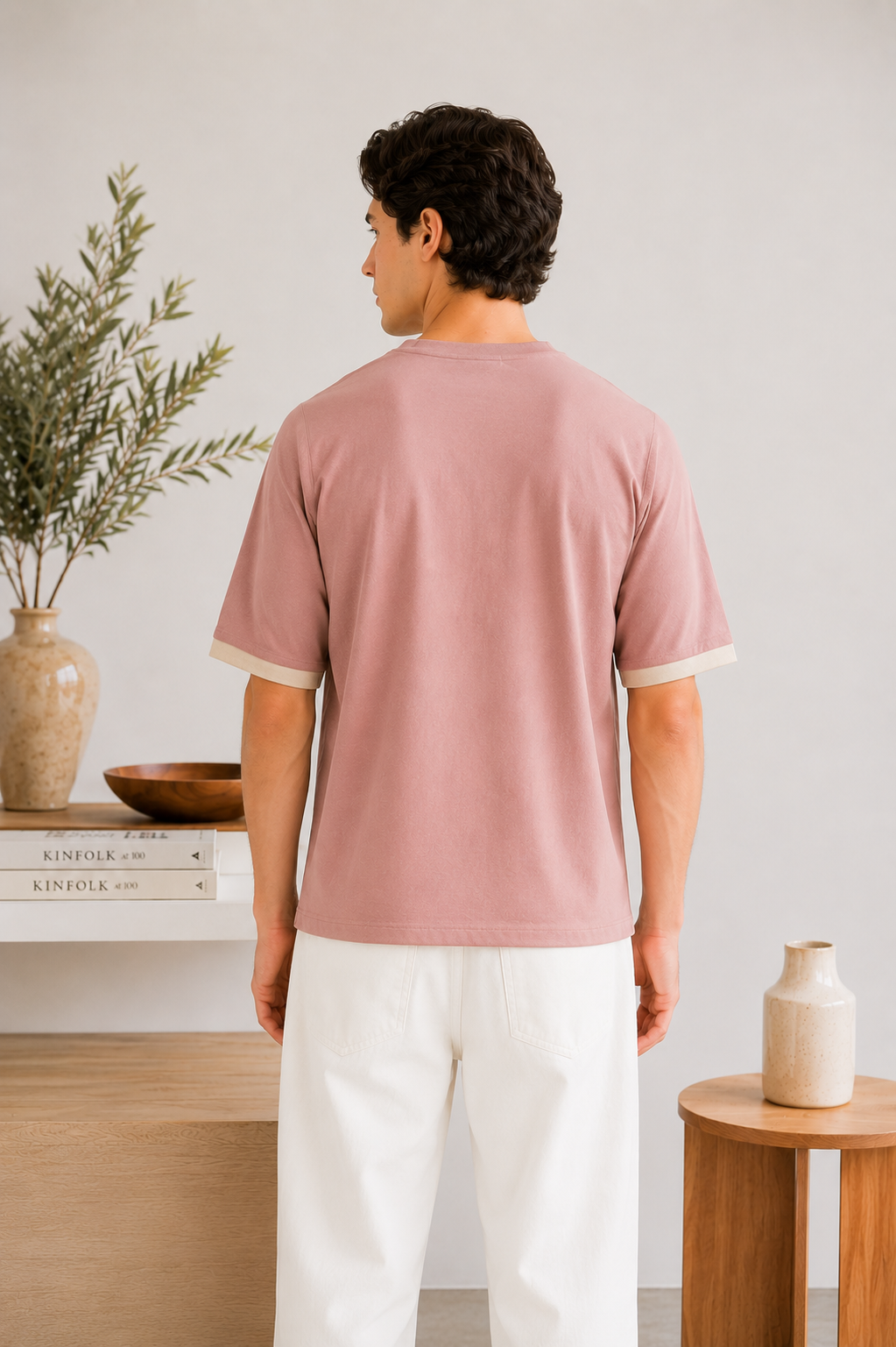 Beige Raglan Boxy Tee - Men - Men