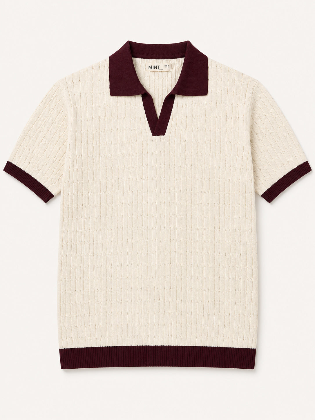 Ecru Heritage Knit Contrast Knit Polo - Men