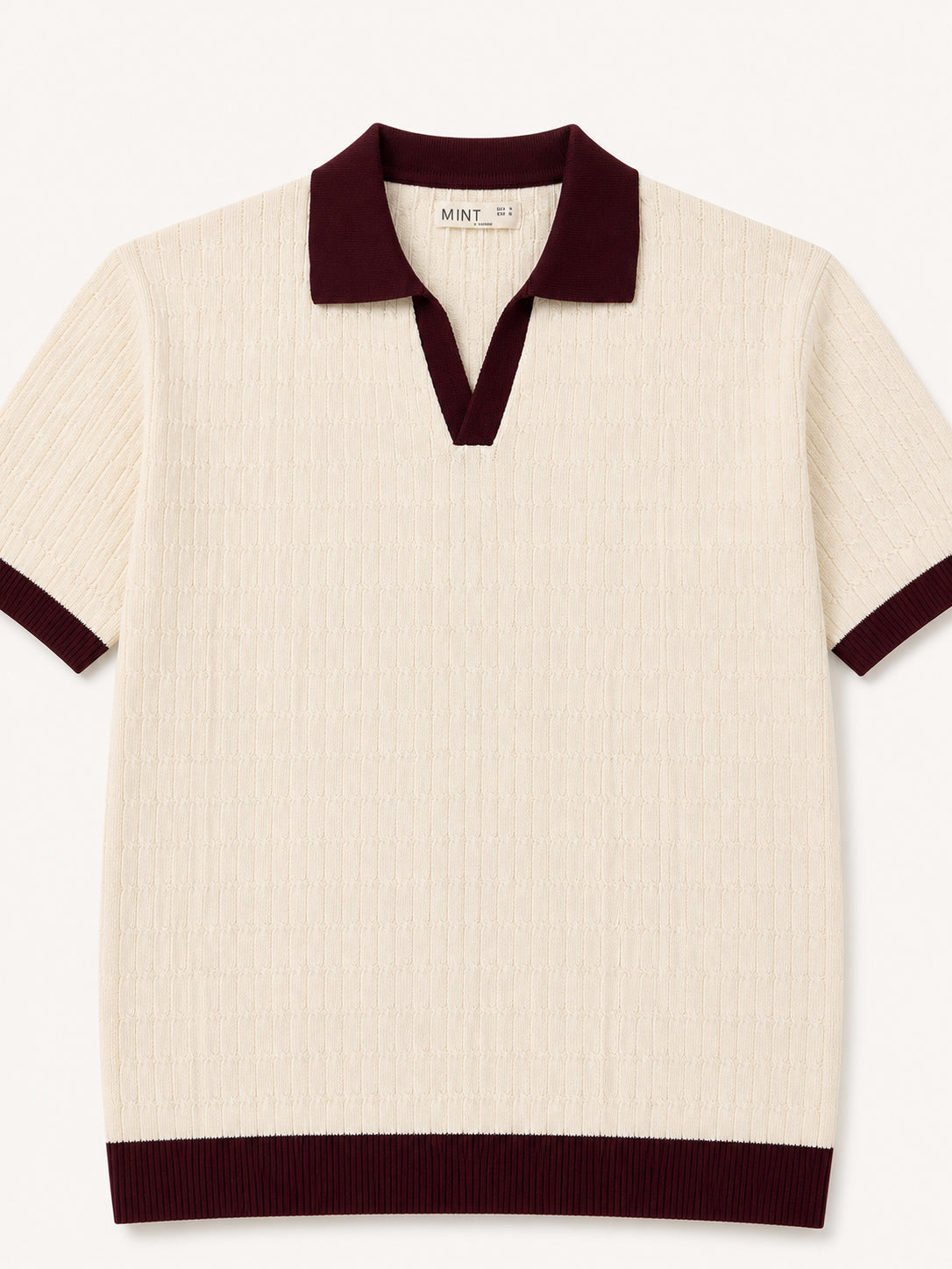 Ecru Heritage Knit Contrast Knit Polo - Men