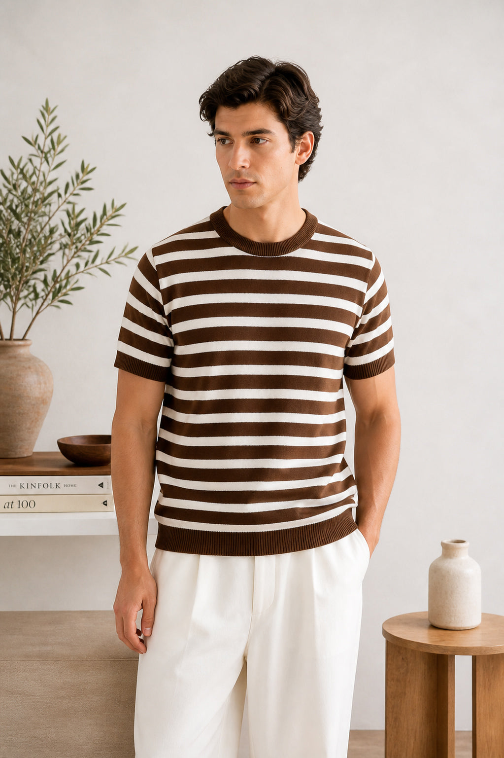 Mocca Brown Heritage Knit Tee - Men