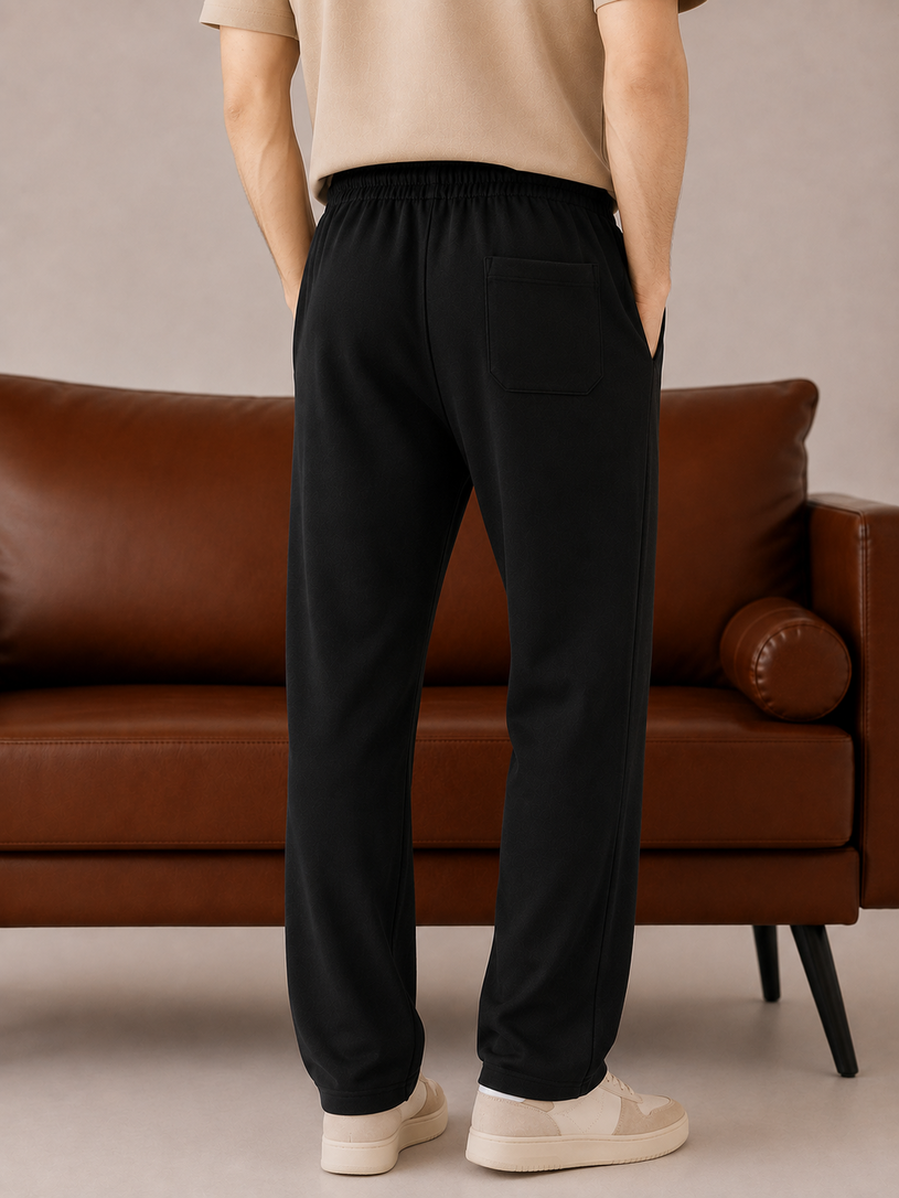 Black Straight Leg Trousers - Men