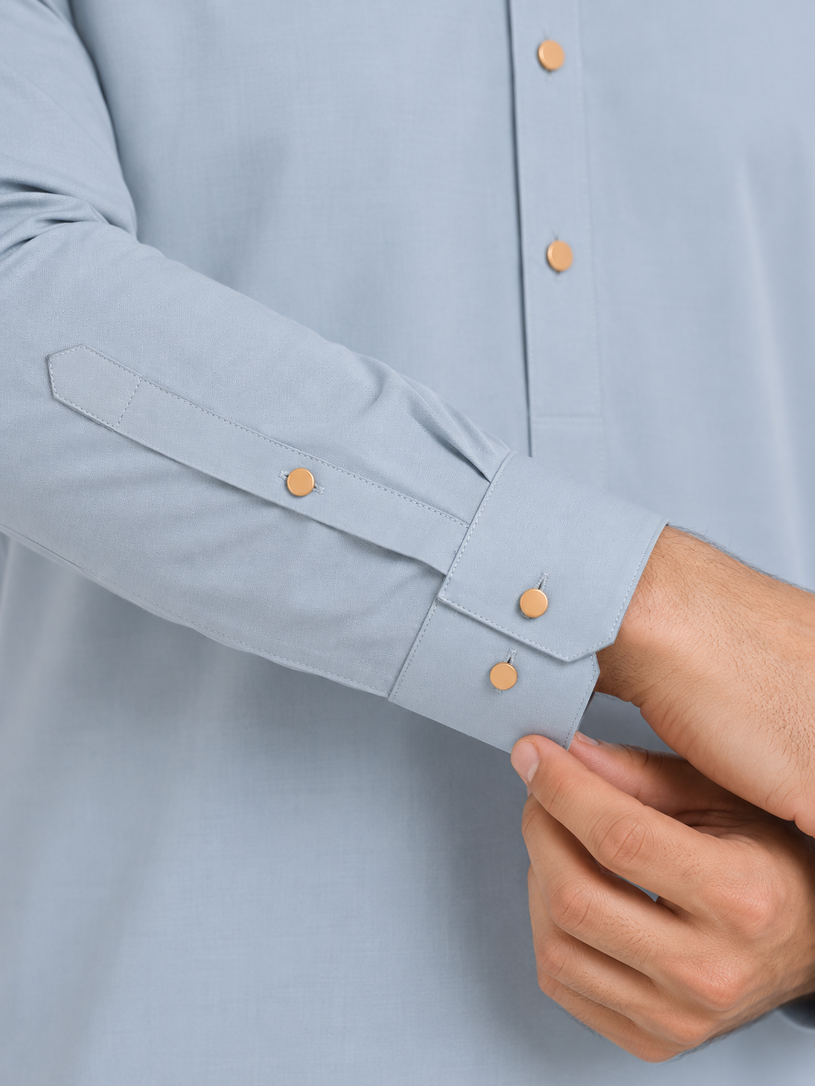 Sky Blue French Collar Kameez Shalwar - Men