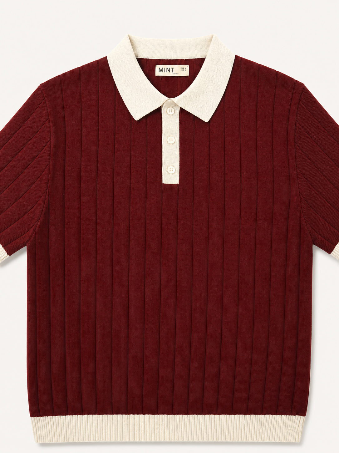 Maroon Classic Contrast Knit Polo - Men