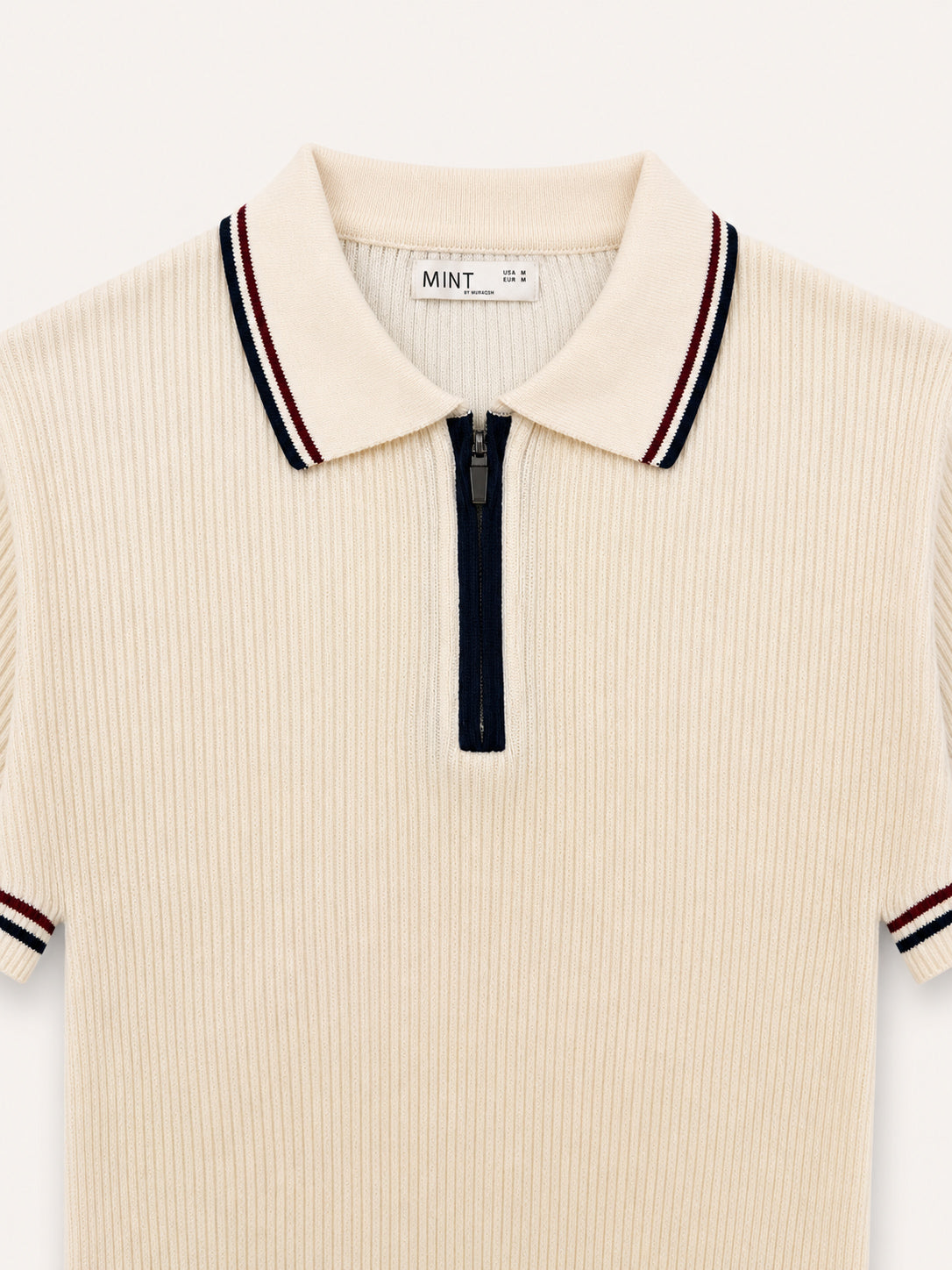 Ecru Riviera Zip Knit Polo - Men