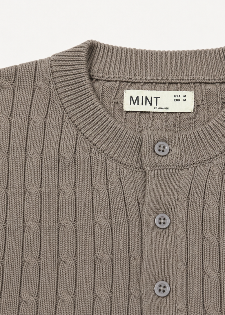 Taupe Heritage Knit Henley - Men