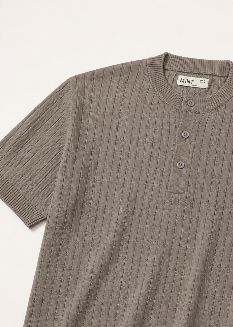 Taupe Heritage Knit Henley - Men