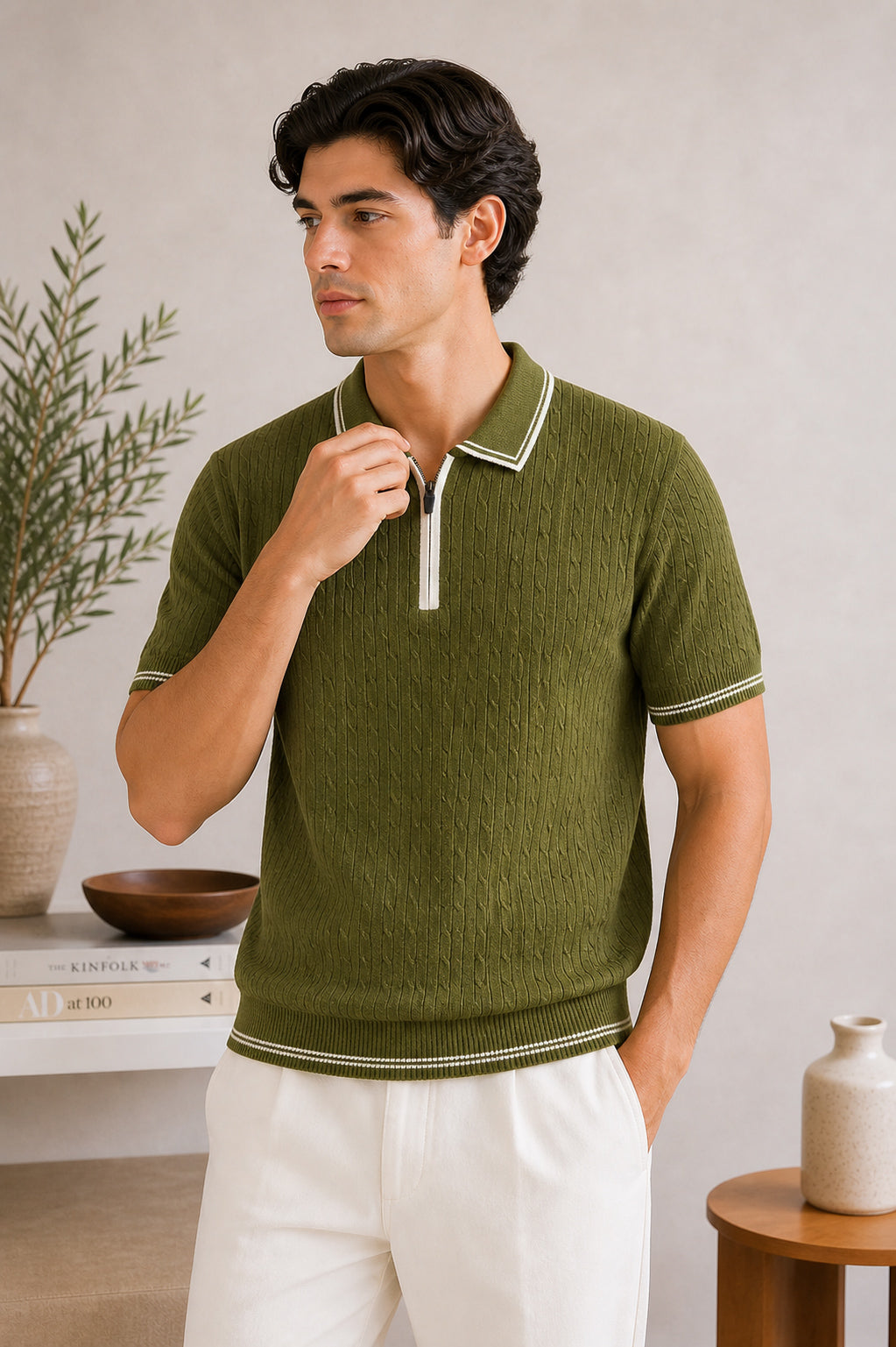 Moss Riviera Zip Knit Polo - Men