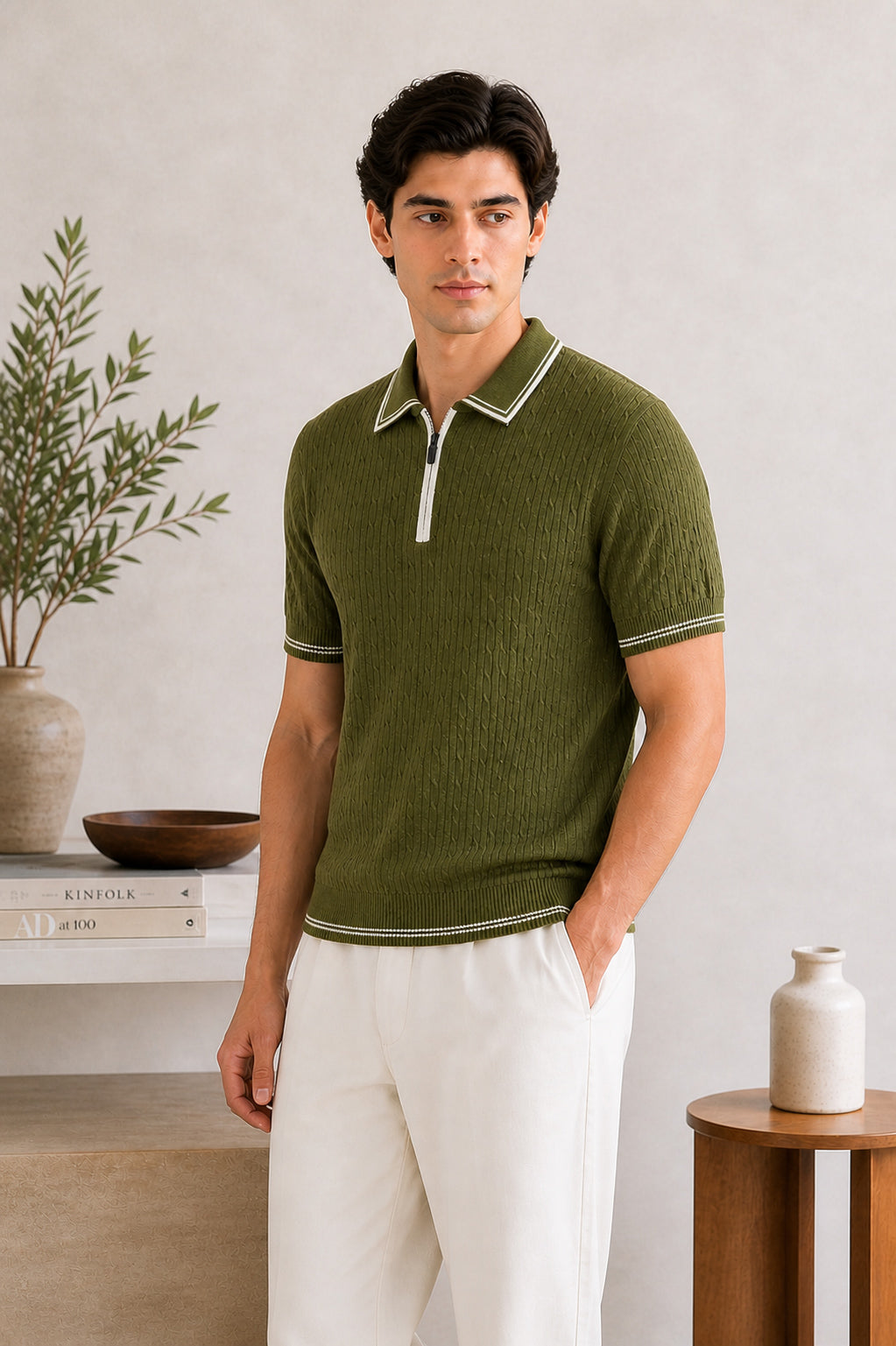 Moss Riviera Zip Knit Polo - Men