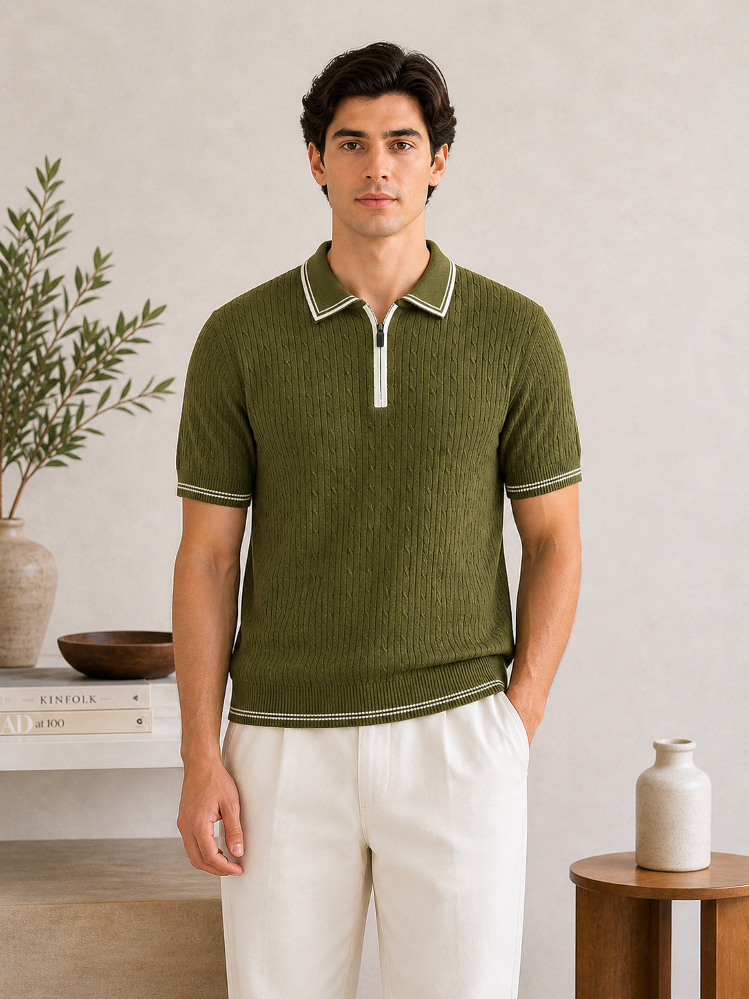 Moss Riviera Zip Knit Polo - Men