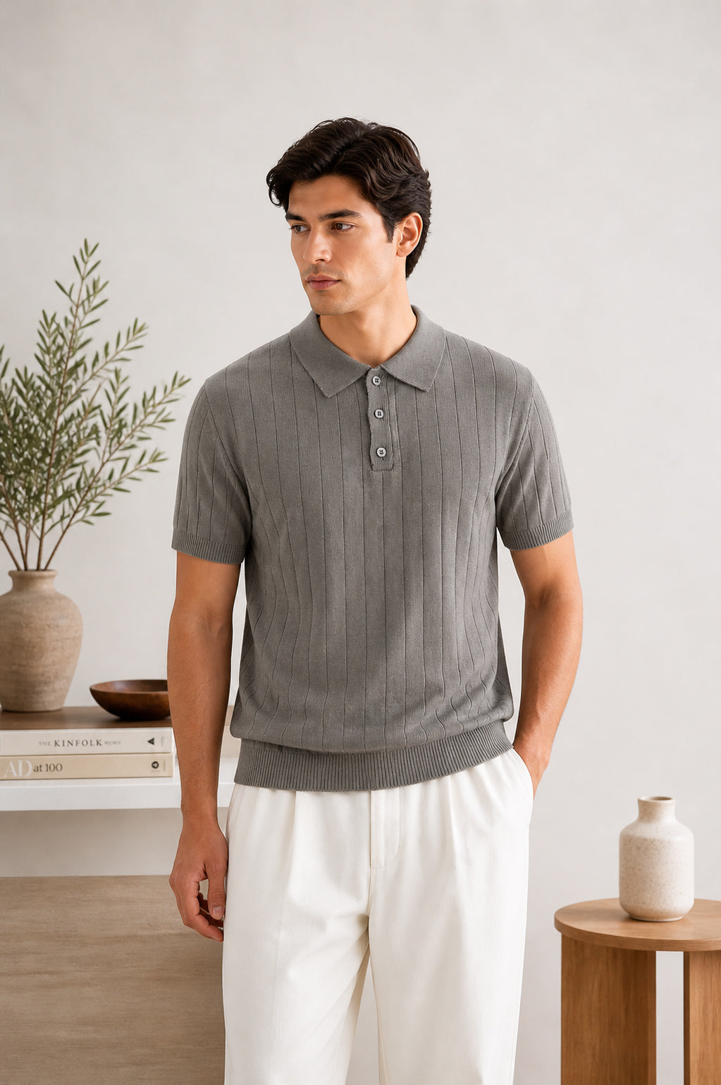 Ash Classic Rib Knit Polo - Men