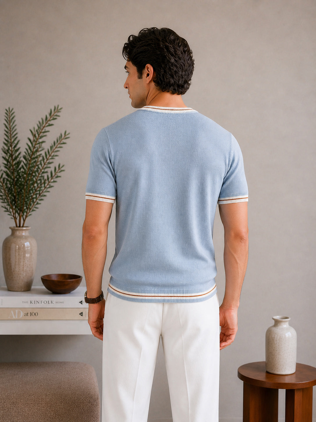 Ice Blue Riviera Knit Tee - Men