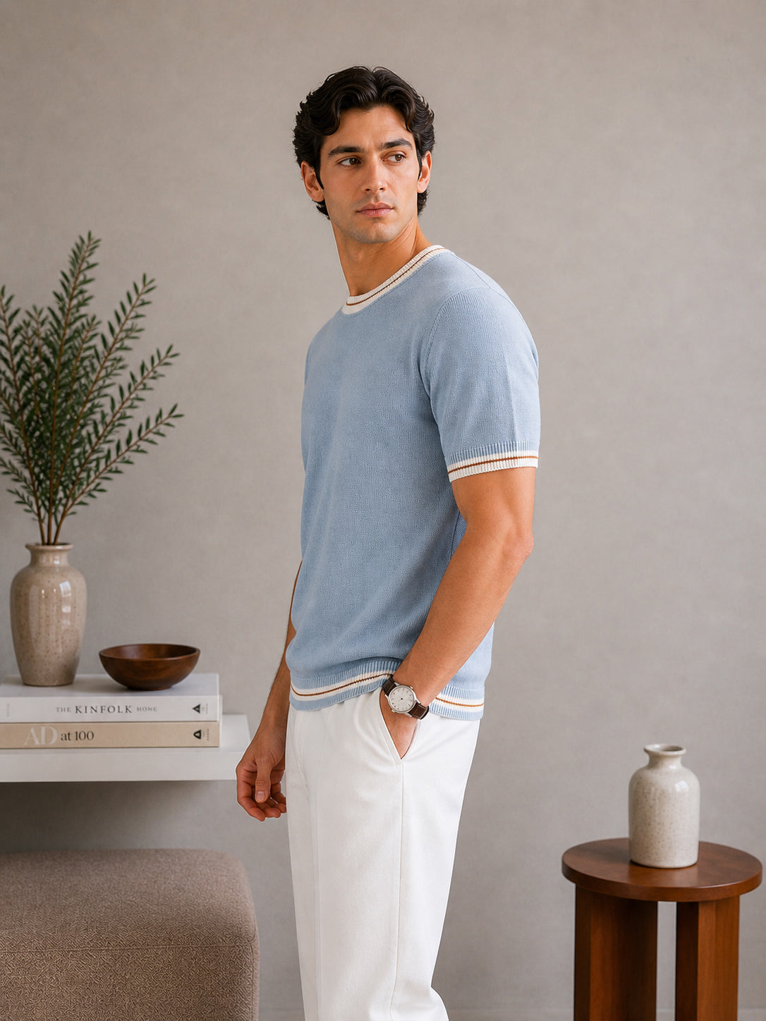 Ice Blue Riviera Knit Tee - Men