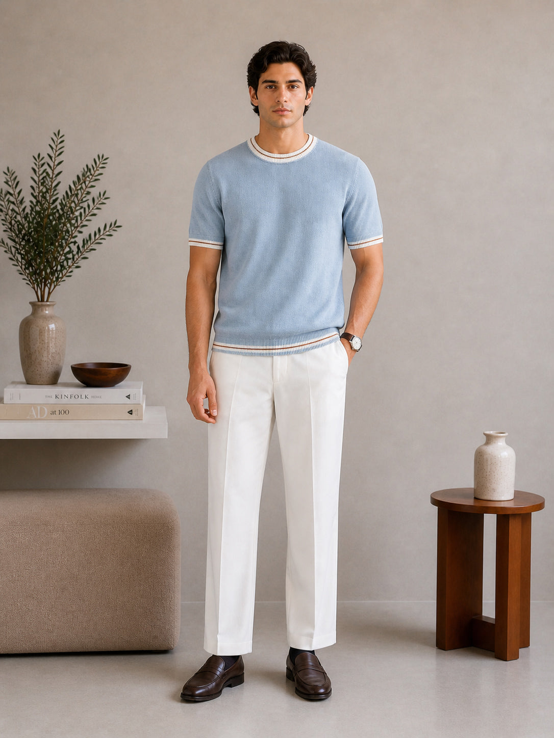 Ice Blue Riviera Knit Tee - Men