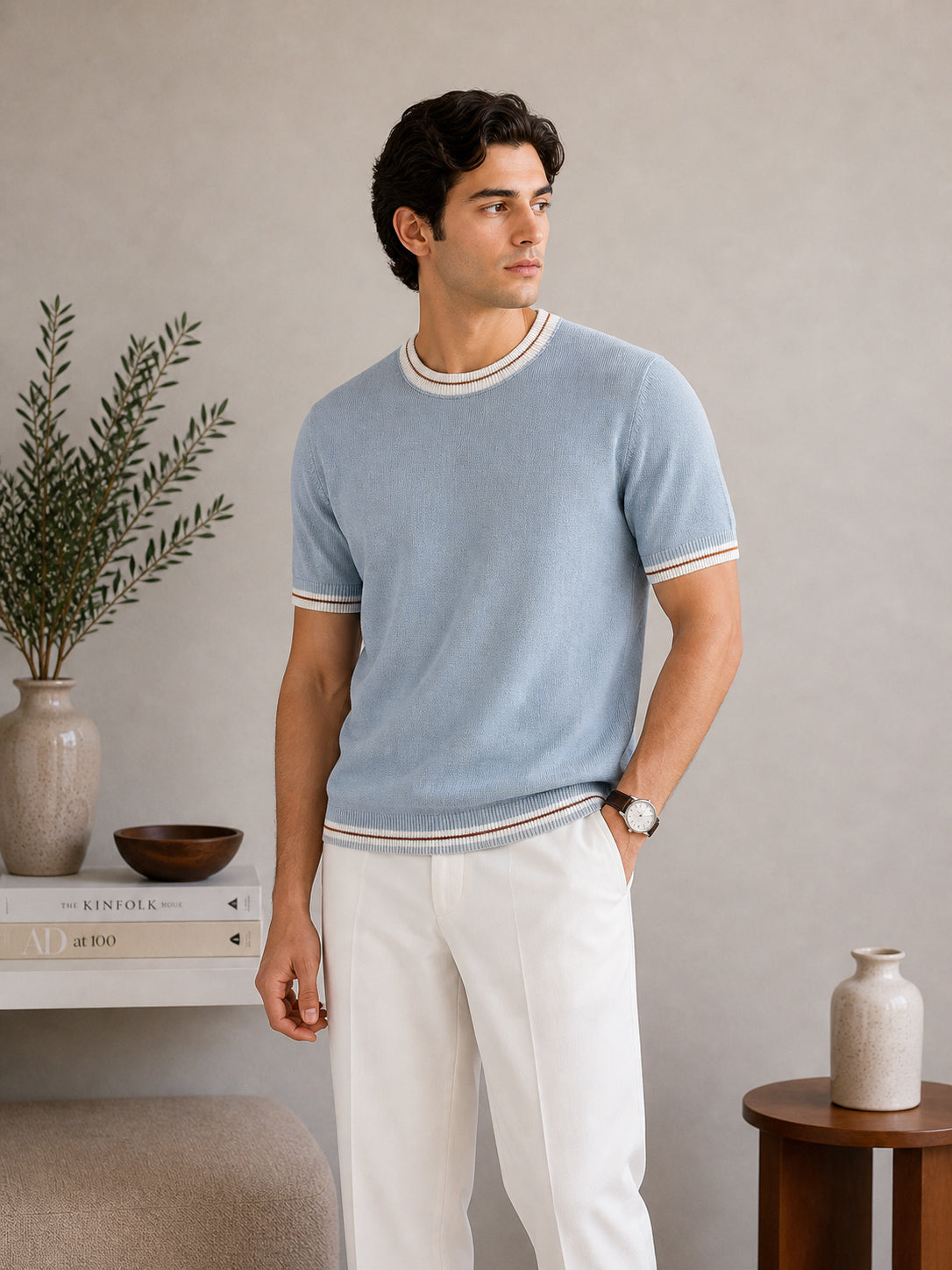 Ice Blue Riviera Knit Tee - Men