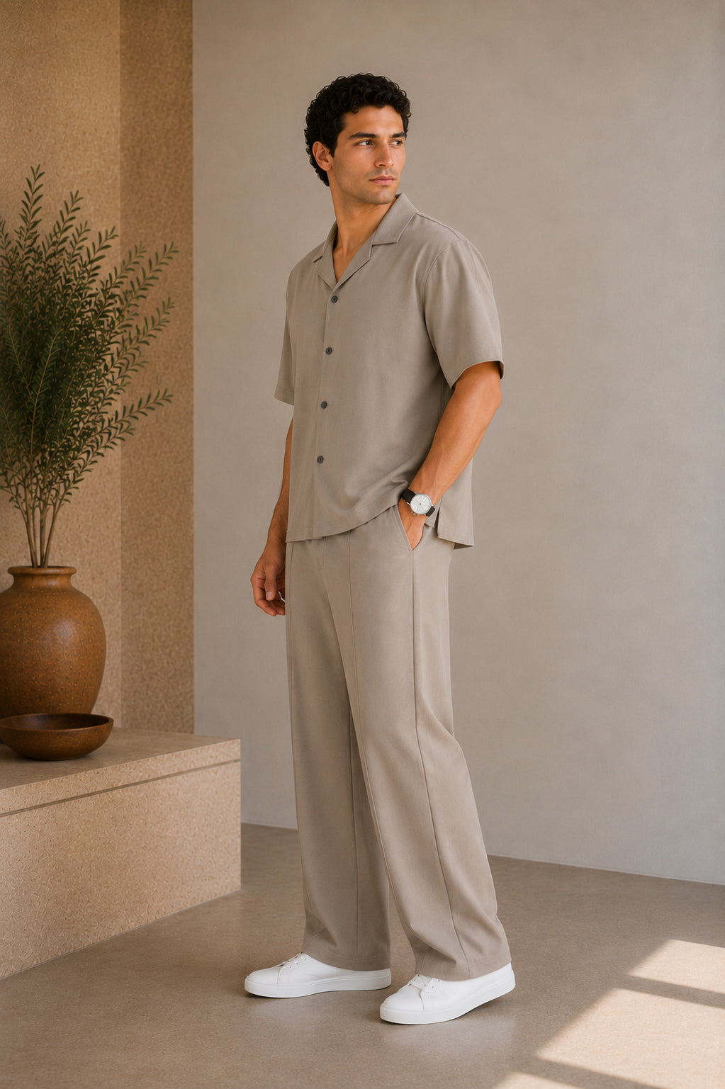 Sand Grey Interlock Coord Set - 2PC - Men - Men