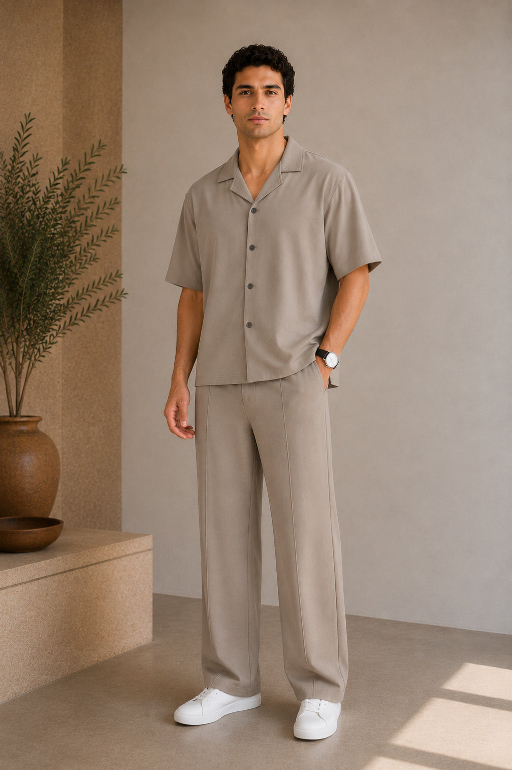 Sand Grey Interlock Coord Set - 2PC - Men - Men
