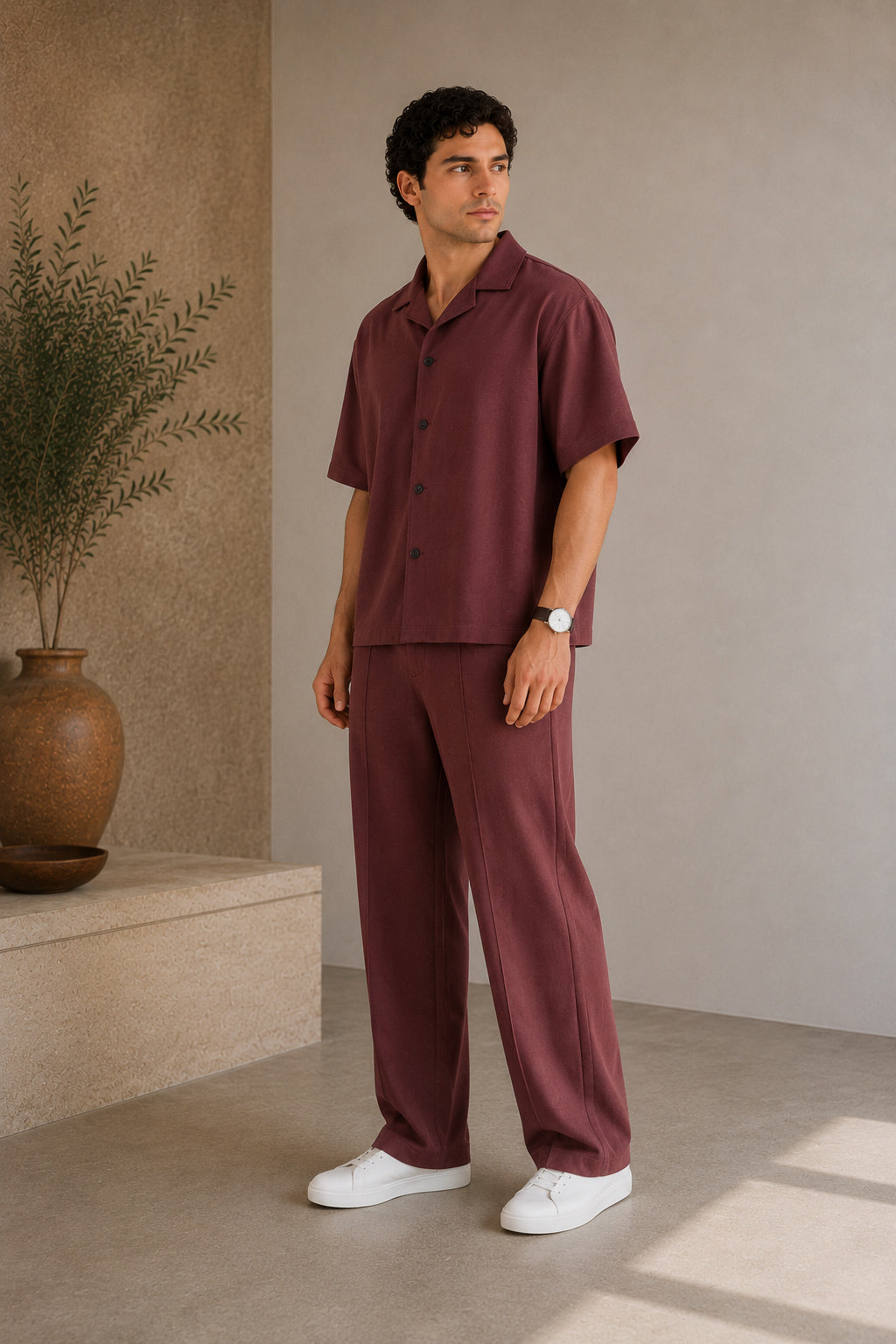 Dark Plum Jersey Coord Set - 2PC - Men - Men