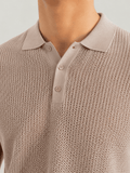 Taupe Atelier Textured Knit Polo